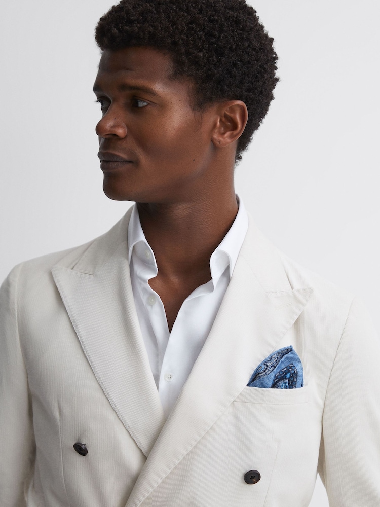 Reiss Indigo Giglio Reversible Cotton Pocket Square - Image 2 of 5