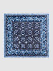 Reiss Indigo Giglio Reversible Cotton Pocket Square - Image 3 of 5
