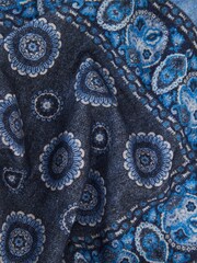 Reiss Indigo Giglio Reversible Cotton Pocket Square - Image 5 of 5