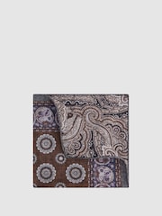 Reiss Brown Giglio Reversible Cotton Pocket Square - Image 1 of 5