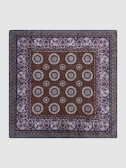 Reiss Brown Giglio Reversible Cotton Pocket Square - Image 3 of 5