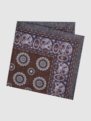Reiss Brown Giglio Reversible Cotton Pocket Square - Image 4 of 5