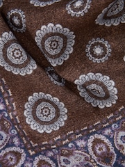 Reiss Brown Giglio Reversible Cotton Pocket Square - Image 5 of 5