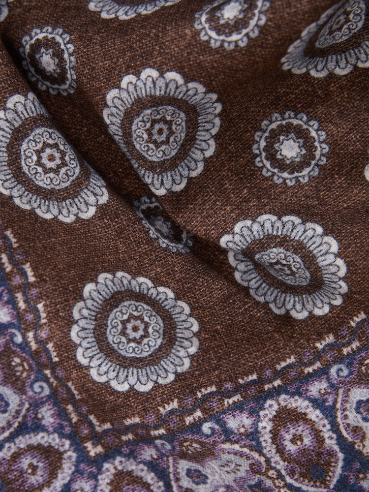 Reiss Brown Giglio Reversible Cotton Pocket Square - Image 5 of 5
