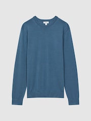 Reiss Marine Blue Wessex Merino Wool Crew Neck Jumper - Image 2 of 4