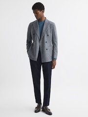 Reiss Marine Blue Wessex Merino Wool Crew Neck Jumper - Image 3 of 4