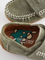 Sage Green Wide Fit (G) Leather Penny Loafers with Touch and Close Fastening - Image 5 of 5