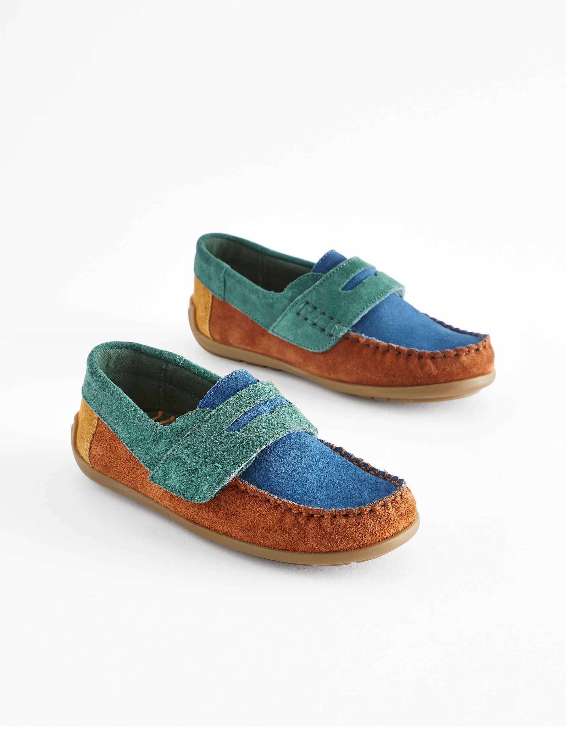 Buy Multi Bright Wide Fit G Leather Penny Loafers with Touch and Close Fastening from Next Luxembourg