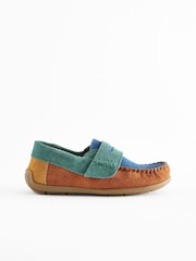 Multi Bright Wide Fit (G) Leather Penny Loafers with Touch and Close Fastening - Image 2 of 7