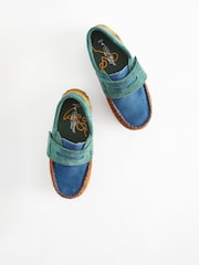 Multi Bright Wide Fit (G) Leather Penny Loafers with Touch and Close Fastening - Image 3 of 7