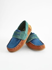 Multi Bright Wide Fit (G) Leather Penny Loafers with Touch and Close Fastening - Image 4 of 7