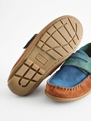 Multi Bright Wide Fit (G) Leather Penny Loafers with Touch and Close Fastening - Image 5 of 7