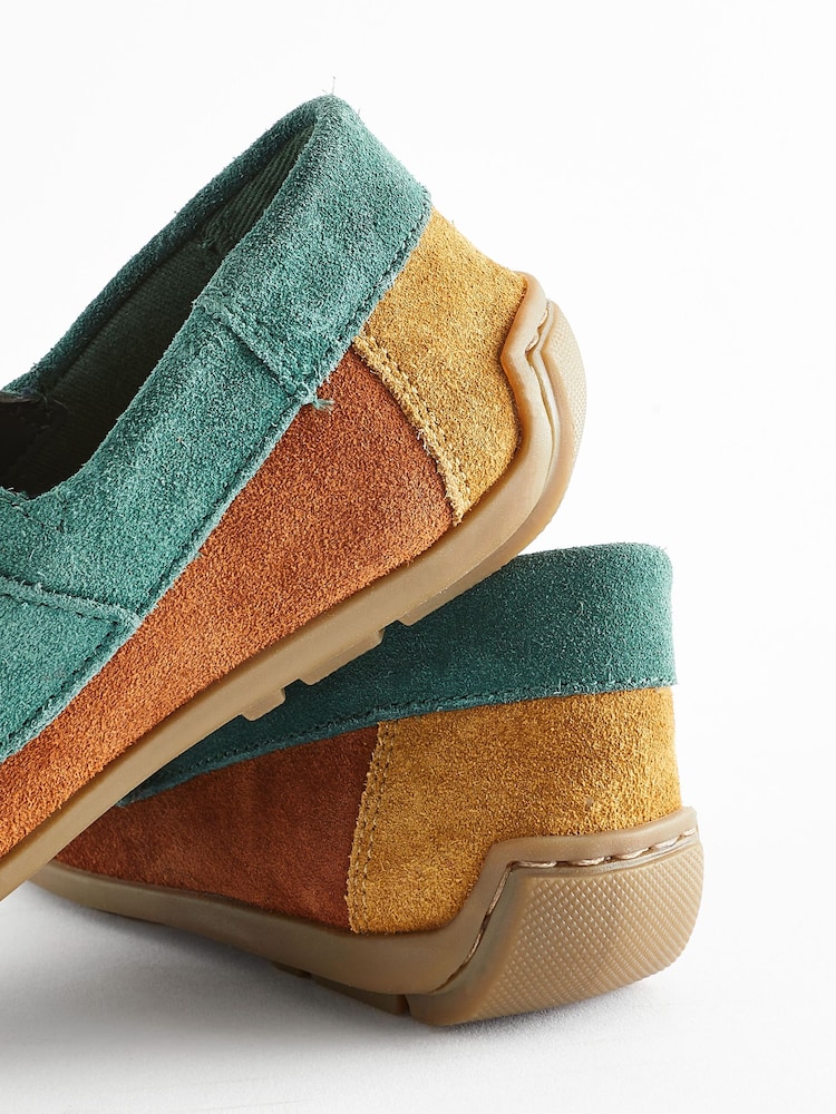 Multi Bright Wide Fit (G) Leather Penny Loafers with Touch and Close Fastening - Image 7 of 7
