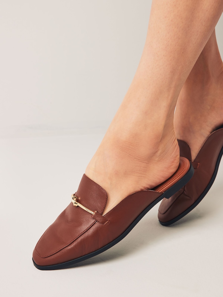 Tan Brown Forever Comfort® Leather Knot Mules - Image 2 of 8 Tan Brown Forever Comfort® Leather Knot Mules - Image 2 of 8