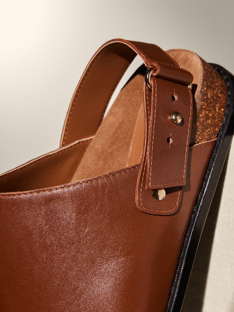 Tan Brown Premium Leather Mules Clogs - Image 3 of 4