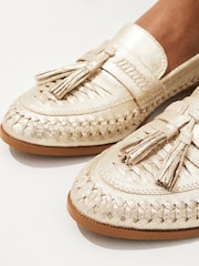 Gold Forever Comfort® Leather Weave Tassel Loafers - Image 2 of 8