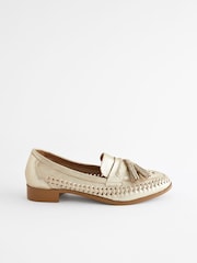 Gold Forever Comfort® Leather Weave Tassel Loafers - Image 4 of 8