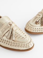 Gold Forever Comfort® Leather Weave Tassel Loafers - Image 6 of 8