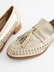 Gold Forever Comfort® Leather Weave Tassel Loafers - Image 8 of 8