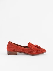 Rust Brown Forever Comfort® Leather Weave Tassel Loafers - Image 2 of 6