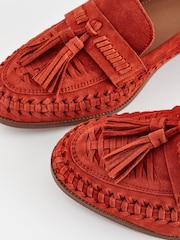 Rust Brown Forever Comfort® Leather Weave Tassel Loafers - Image 4 of 6