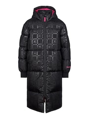 Juicy Couture Black Girls Monogram Quilted Puffer Coat - Image 1 of 4