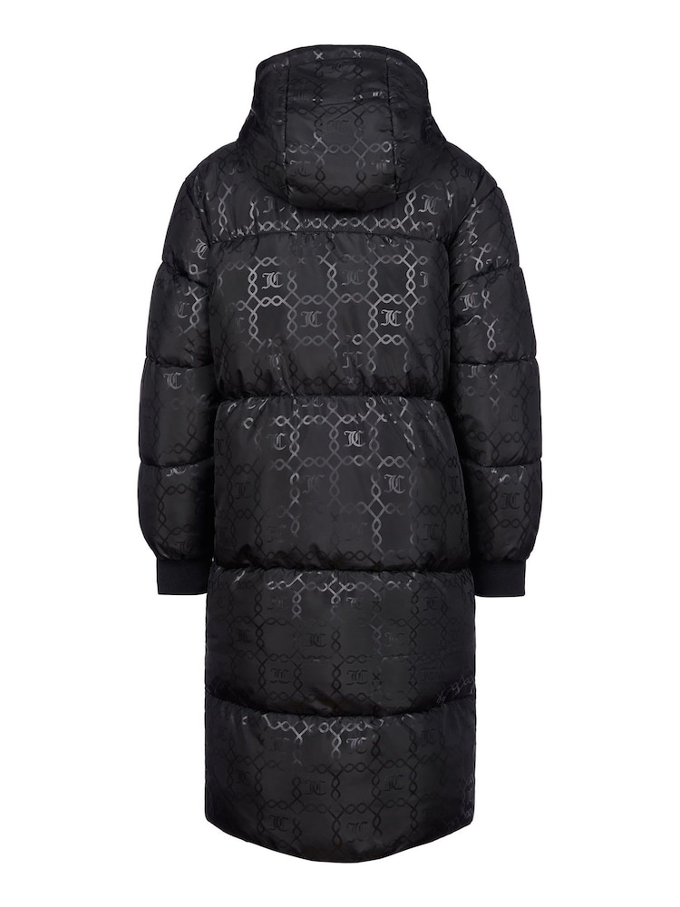 Juicy Couture Black Girls Monogram Quilted Puffer Coat - Image 2 of 4