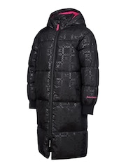Juicy Couture Black Girls Monogram Quilted Puffer Coat - Image 3 of 4