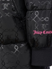Juicy Couture Black Girls Monogram Quilted Puffer Coat - Image 4 of 4