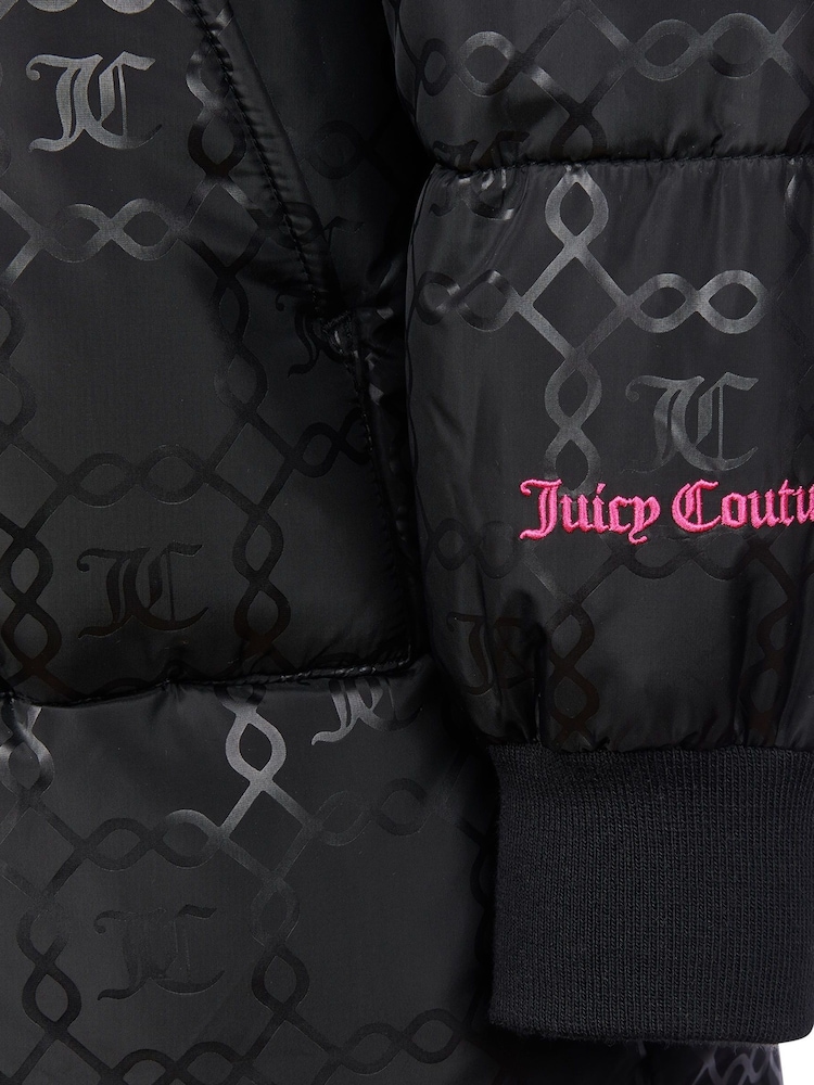 Juicy Couture Black Girls Monogram Quilted Puffer Coat - Image 4 of 4