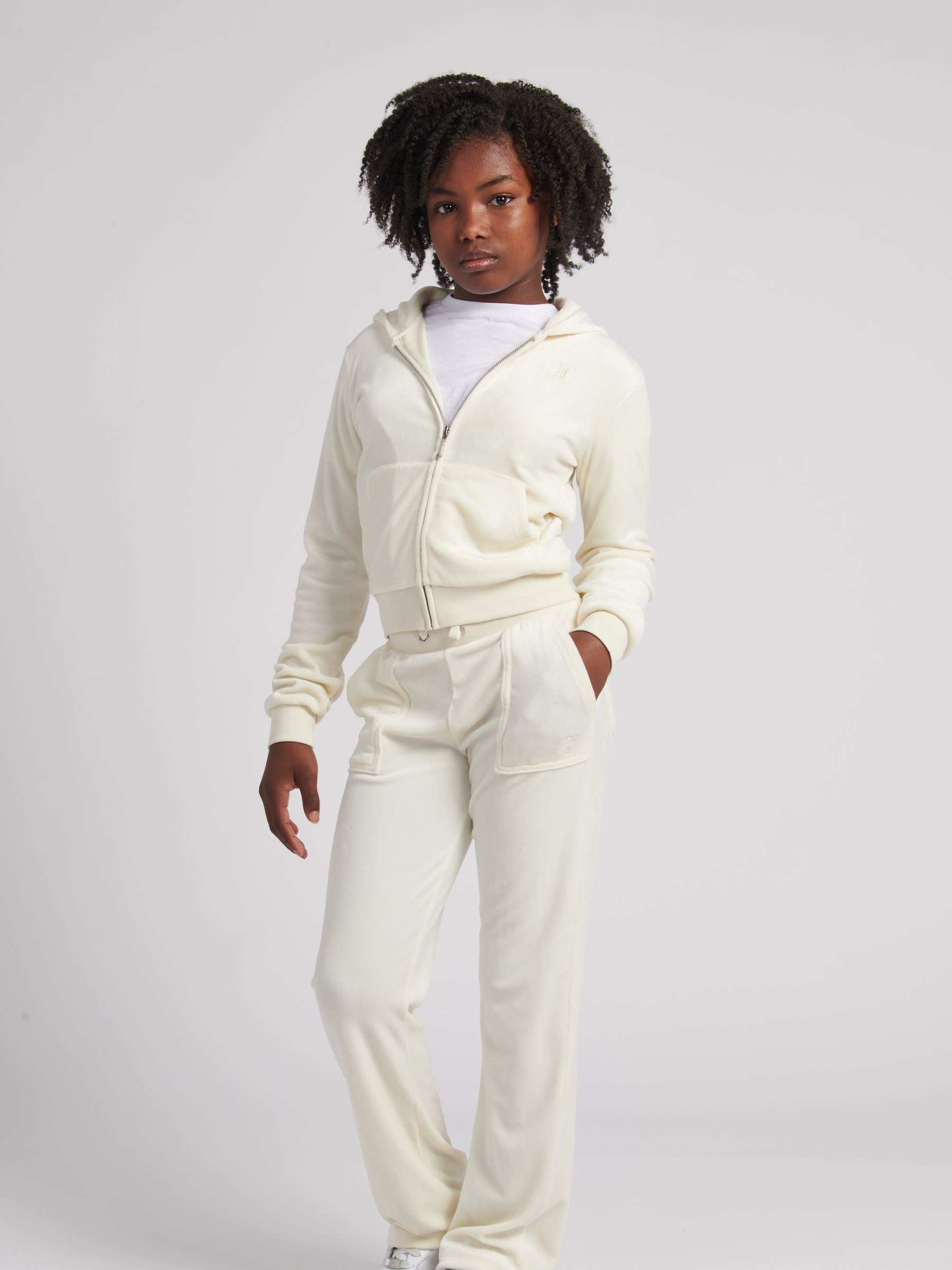 Cream velour tracksuit shop
