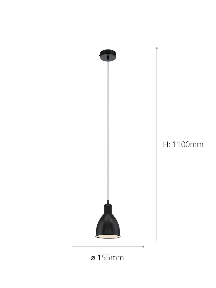 Eglo Black Priddy Single Pendant Ceiling Light - Image 3 of 3
