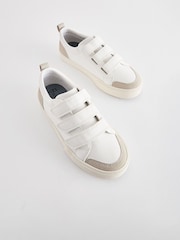 White Standard Fit (F) 3 Strap Touch Fastening Trainers - Image 1 of 5