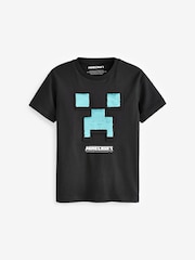 Black/Green 100% Cotton Minecraft Flippy Sequin T-Shirt (4-16yrs) - Image 2 of 4