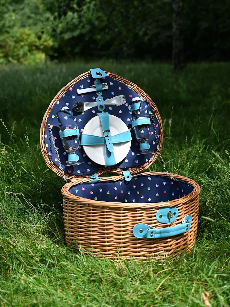 Beau And Elliot Heart Shaped Filled Picnic Basket For 2 - Image 2 of 4
