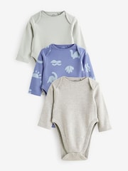 Bleu - Lot de 3 bodys à manches longues contre la dysplasie de la hanche bébé - Image 1 de 6