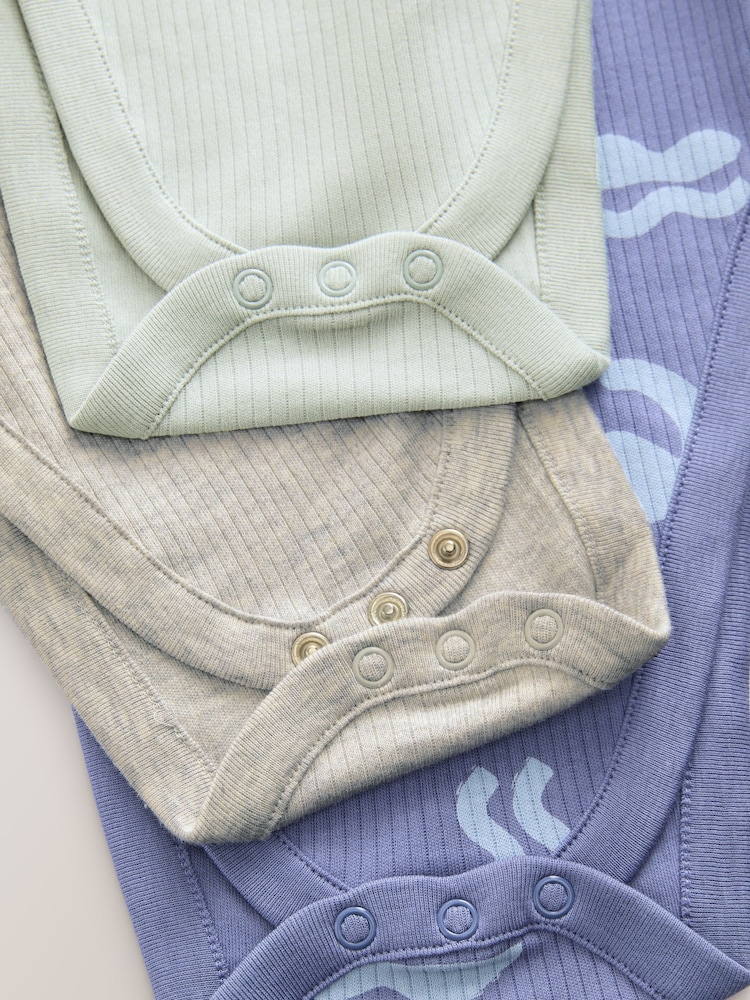 Blue Baby Hip Dysplasia Long Sleeve Bodysuits 3 Pack - Image 7 of 7