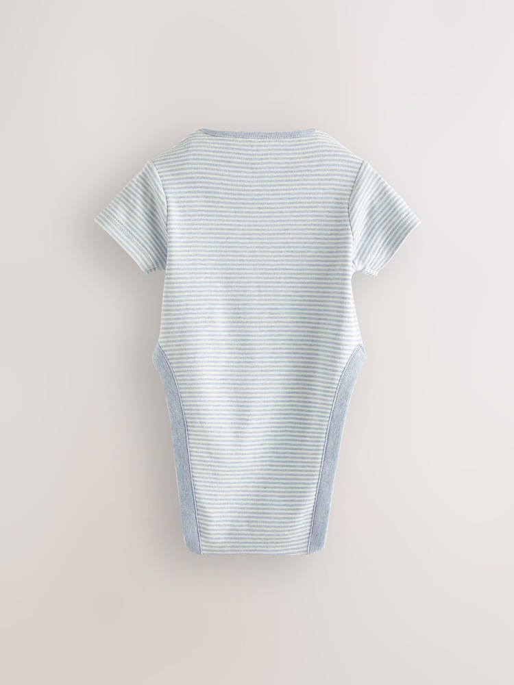 Blauw met sterrenprint - Baby heupdysplasie-rompertjes met korte mouwen 3 stuks - Image 3 of 6