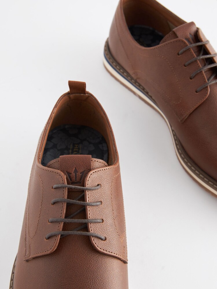Marron fauve - Chaussures Derby compensées en cuir - Image 3 of 6