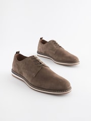 Stone Brown Leather Wedge Derby Shoes - Image 2 of 7