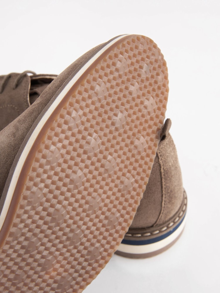 Stone Brown Leather Wedge Derby Shoes - Image 5 of 7