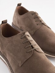 Stone Brown Leather Wedge Derby Shoes - Image 6 of 7