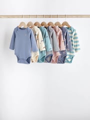 Teal Blue Long Sleeve Baby Bodies 7 Pack - Image 1 of 6