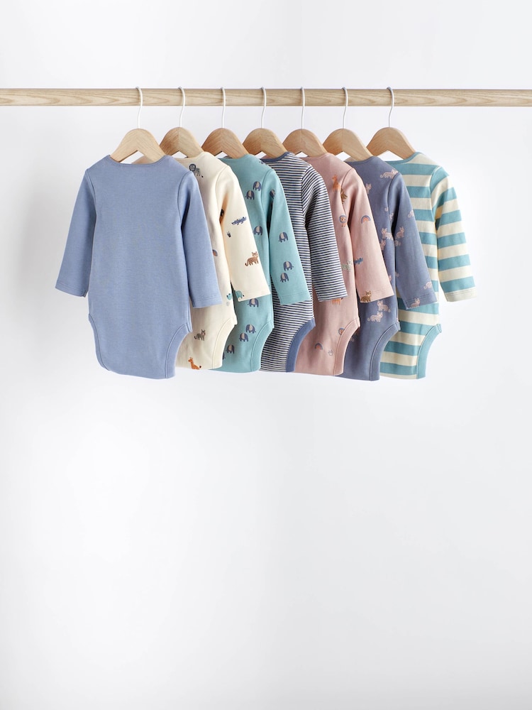 Teal Blue Long Sleeve Baby Bodies 7 Pack - Image 2 of 6