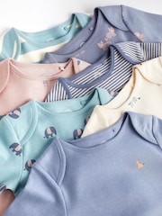 Teal Blue Long Sleeve Baby Bodies 7 Pack - Image 4 of 6