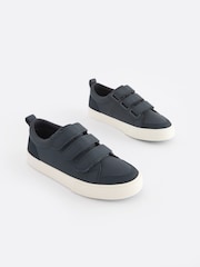 Navy Blue Standard Fit (F) 3 Strap Touch Fastening Trainers - Image 1 of 5