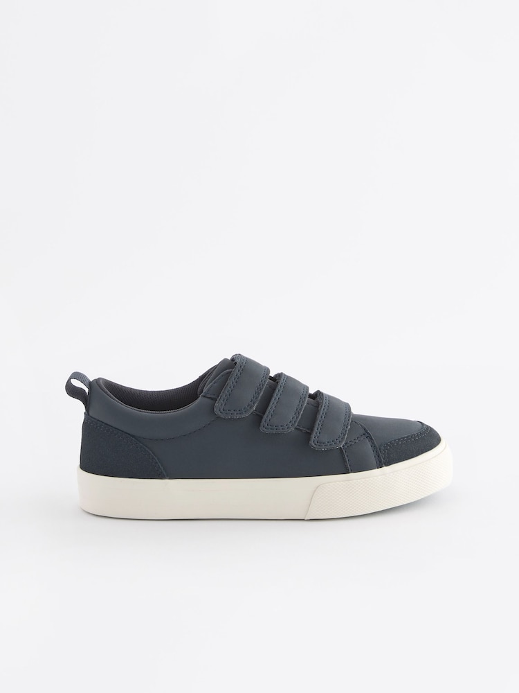 Navy Blue Standard Fit (F) 3 Strap Touch Fastening Trainers - Image 2 of 5