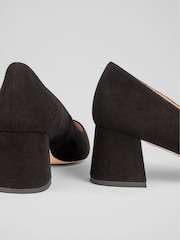 LK Bennett Black Suede Sloane Block Heel Courts - Image 4 of 4