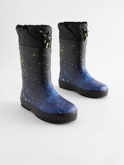 Farbspritzmuster, Blau - Thinsulate Warm gefütterte Gummistiefel mit Umschlagschaft - Bild 1 von 6
