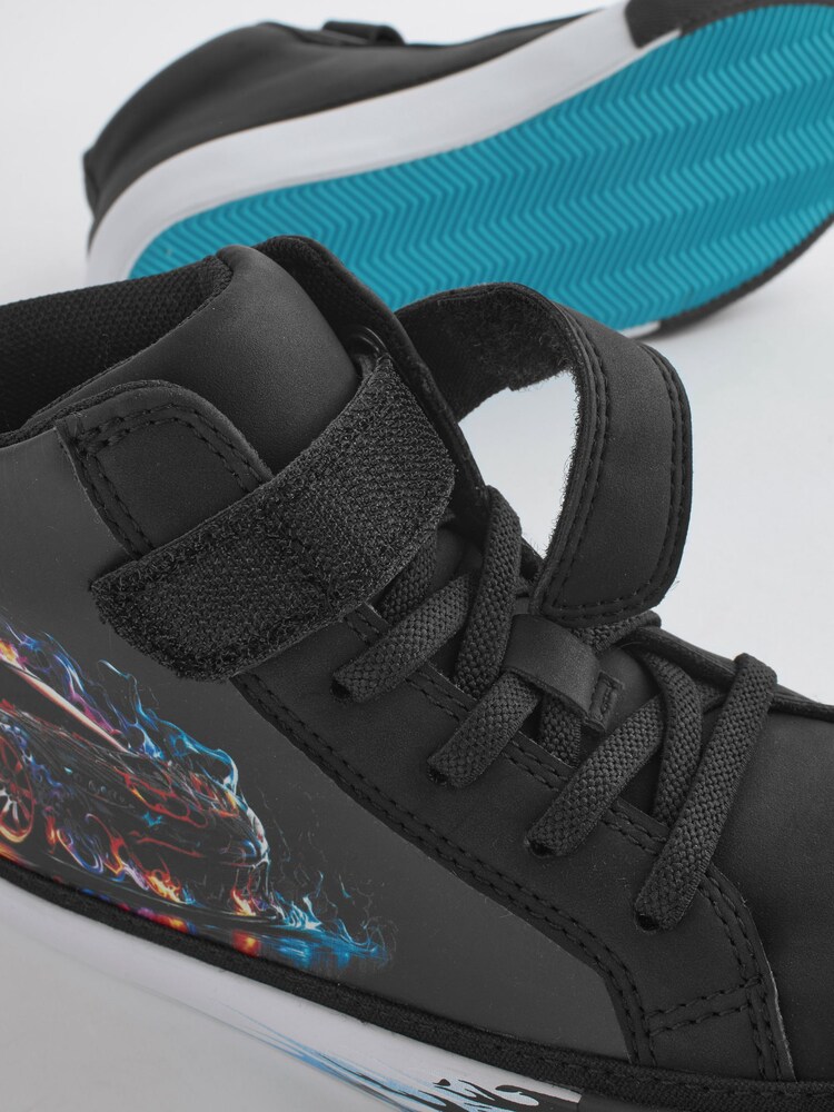 Black Race Car Elastic Lace High Top Trainers - Image 3 of 4